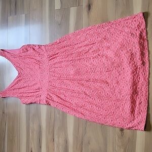 Banana Republic Mad Men Lace Midi Dress Pink Women's Size 8